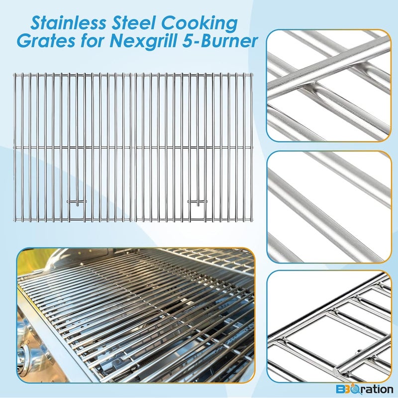 BBQration Replacement Parts Kit for Nexgrill 5-Burner 720-0888 720-0888N 720-0888A, 4-Burner 720-0830 720-0830H 720-0830A, Cooking Grate, Heat Shield and Burner Kit for Nexgrill - Image 3